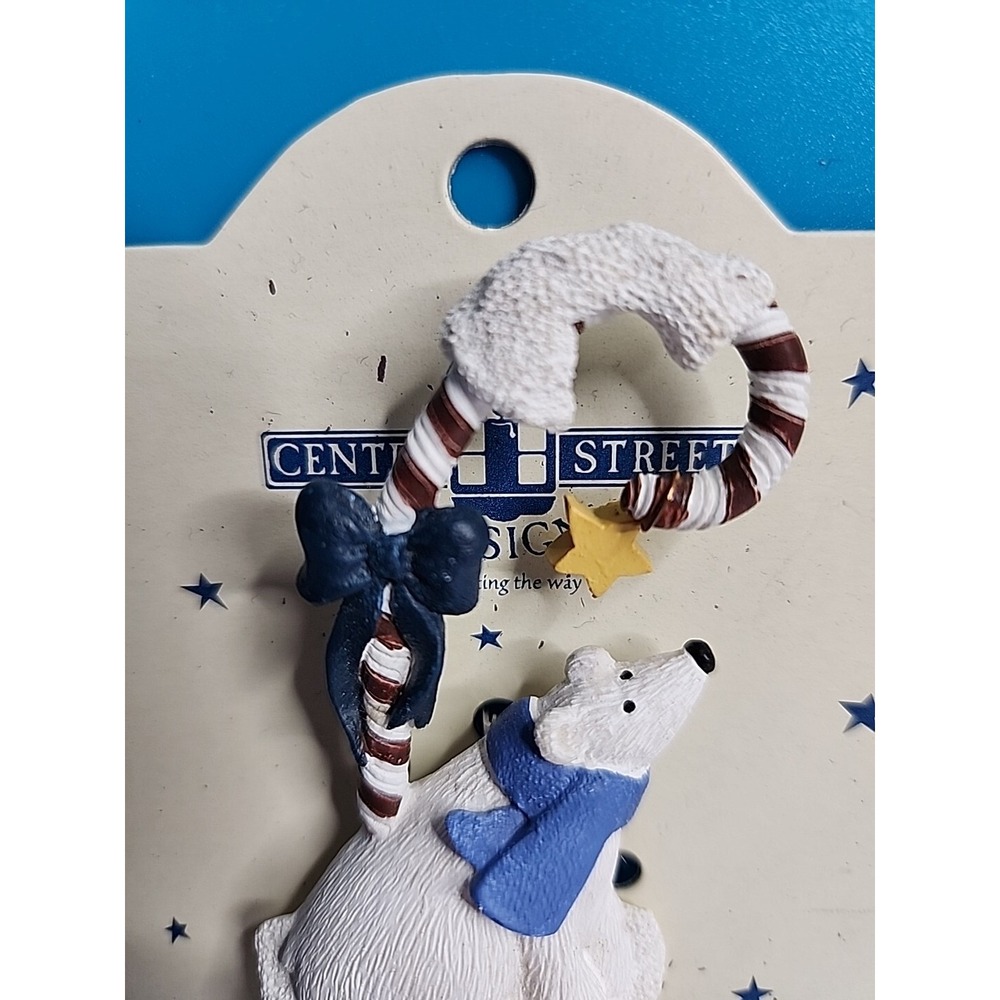 Center Street Design Tiny Trinkets Polar Bear Resin Pin Candy Cane Christmas - Picture 2 of 5
